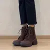 Botines altos de suela gruesa y suaves 2026 estilo moderno otoño/invierno retro punta redonda cierre lateral con cordones Botas Martin para mujer