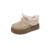 Botas de neve retrô de sola grossa para mulheres, novo modelo 2026, forradas com pelúcia de inverno, espessadas, de calçar fácil, sem cadarço, sapatos de algodão com aumento de altura para mulheres