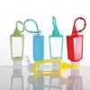 Lanyard com gancho para álcool em gel, capa de silicone para frasco spray, bolsa de pendurar infantil, frasco plástico pequeno com tampa flip para desinfetante de álcool