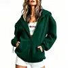 Cardigan Moletom com Capuz Cruzado Amazon Site Independente Outono e Inverno Cor Sólida Zíper Camisa Top Esportivo