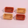 Cesta retangular simulada, cesta de bambu, cesta de frutas, acessórios de resina, acessórios decorativos DIY, ornamentos em miniatura