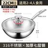 Acero Inoxidable 316 Wok Pequeño para Hogar Fondo Plano Especial para Estufa de Inducción Sartén Antiadherente sin Recubrimiento Wok Pequeño para Una Persona