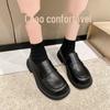 Mocassins Hongtong para Mulheres, Estilo Britânico de Outono, Slip-On de Solado Macio, Sapatos Pequenos de Couro Estilo Japonês, Sapatos de Salto Grosso JK para Mulheres, Modernos