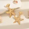 Pendientes de Oro al por Mayor Europeos y Americanos Transfronterizos Pendientes Irregulares de Estrella de Mar para Mujeres Vacaciones en la Playa Textura Plisada Pendientes Exagerados