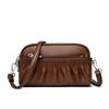 Nova Bolsa Shell Transversal de Ombro Único de Couro Genuíno de Camada Dupla, Bolsa Feminina de Couro de Vaca Nicho da Moda, Clutch Envelope Plissada Trendy