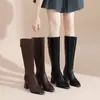Botas súper cómodas hasta la rodilla para mujer, nuevo modelo 2026, de tacón alto, caña alta, tacón grueso, punta cuadrada, botas de jinete, botas largas