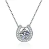 Collar de Plata de Ley S925 con Moissanita Colgante de Herradura para Mujer Diseño Sencillo y de Moda Un Kilate Diseño de Nicho Collar de Alta Gama