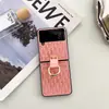 Adecuado para Samsung Zflip 50% de descuento Pantalla Apilada Funda para Teléfono Móvil Flip4 Anillo de Lujo Cuero Antideslizante Zflip3 Estuche Duro 7