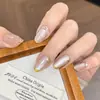 Manicure Gatinho Banhada a Ouro Rosa Unhas Usáveis Estilo Curto Clareamento Adesivos de Unha 30 Peças em um Pacote Unhas Postiças Personalização Feita à Mão