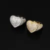 Anillo de Corazón Nuevo Anillo de Zirconia Hip-Hop Europeo y Americano Transfronterizo Anillo Moda Tendencia Joyería para Hombre Venta al por Mayor