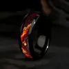 Anel de Aço Inoxidável com Padrão de Lava Dourado Preto, Anel Personalizado Retro Tendência Masculino, Acessório de Moda Estilo Arte em Laca