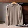 Suéter de Cachemira con Cuello Polo para Hombre, 100% Cachemira Pura, Prendas de Punto Casual de Negocios, Estilo Nuevo, Suéter de Cuello Vuelta para Capa Base, Venta al por Mayor