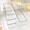 Caja de almacenamiento portátil para escritorio, organizador transparente rectangular largo y estrecho para artículos varios, calcetines y objetos pequeños, caja divisoria de cajón