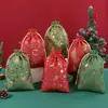 Amazon Transfronterizo Navidad Arpillera Estampado Dorado Bolsa de Regalo con Cordón Dulces Navideños Bolsa de Almacenamiento con Cordón para Regalo