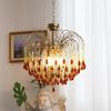 Lámpara de Araña Italiana Vintage Gota de Agua Estilo Francés Entrada de Luz Lujo Sala de Estar Dormitorio Luz de Entrada Comedor Americano Degradado Vidrio