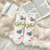 Novas Meias de Meia-Panturrilha Outono e Inverno, Estilo Pato Amarelo, Meias de Pelo Sintético, Lã Coral, Meias Quentes e Doces para Dormir de Menina, Meias Meio Pelo
