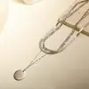 Estilo de Moda de Venta Caliente Transfronteriza Europea y Americana Colgante de Disco de Moneda Cadena de Hueso de Serpiente Conjunto de Collar de Tres Capas Collar de Alta Gama para Mujer