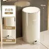 Em estoque Lixeira redonda de metal de alto valor de cor de grande capacidade com tampa selada pedal doméstico sala de estar quarto banheiro