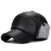 Chapéu de inverno para homens de meia-idade e idosos, com proteção para as orelhas, estilo boné de beisebol e design de aba grossa, forrado com fleece quente, adequado para pais e avôs