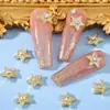 Decorações Populares Transfronteiriças para Nail Art de Estrela de Cinco Pontas Vazada, Estrela Brilhante Cheia de Diamante Decoração Metálica 3D Adesivos Metálicos para Unhas