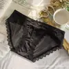 Roupa Íntima Sexy de Renda Vazada de Cintura Baixa Feminina Algodão Puro Antibacteriano Leve Malha Transparente Seda Gelo Cuecas Femininas Sem Costura