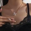 Livro Vermelho Pequeno Zircônia Cobre Colar Brincos de Alto Padrão Flor Temperamento Versátil Sensação de Alto Padrão Celebridade da Internet Corrente de Clavícula Explosões para Meninas