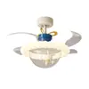 Luz de Ventilador Invisible Color Crema con Control de Voz Offline para Restaurante, Dormitorio, Habitación Infantil Temática de Dibujos Animados, Ventilador de Techo Silencioso con Luz Integrada