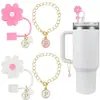 (2+2) Cubierta de Popote de Flor para Accesorios de Taza Stanley 10 mm Silicona Reutilizable