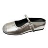 Medias Pantuflas Mary Jane Ropa de Exterior Plata Falda Interior Elevador Puntera Sandalias de Verano para Mujer Estilo Nuevo Suaves