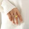 Anillo elegante de estilo francés con forma ovalada y brillante para mujer, diseño de nicho, chapado en latón de 18 quilates, apertura ajustable.