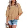 2025 Europeu e Americano Amazon Venda Cruzada Mais Vendida Novo Estilo Patchwork Cor Sólida Manga Sino Casual Solta Camiseta Roupas Femininas