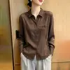 Camisa de Lapela Manga Longa Estilo Old Money Feminina 2026 Outono Nova Solta Emagrecedora Rejuvenescedora Temperamento Único Top Tendência