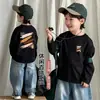 2026 Nova Roupa Infantil Desenho Animado Camada Interna Camada Base Primavera Outono Camiseta Algodão Puro Camiseta Manga Longa Meninos Top