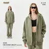 Conjunto unisex de sudadera con capucha y pantalones de chándal, forrado de forro polar, grueso, para otoño e invierno, marca de tendencia estilo americano, adecuado para adolescentes, con cremallera