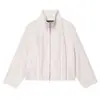 Jaqueta Feminina de Outono 2026 Nova Moda Europeia e Americana Estilo Transfronteiriço Elegante Casual Versátil Cor Sólida Design com Gola Alta
