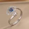 Anillo Exquisito Super Brillante de Circonita para Niñas, Lujo Accesible y Anillo de Apertura Ajustable de Gama Alta, Baño de Oro Real Simple