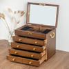 Caja de Joyería de Madera Maciza Caja de Almacenamiento Caja de Joyería de Madera Retro con Cerradura Multicapa Gran Capacidad Caja de Tocador Hogar Terciopelo