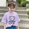 Camiseta Versátil de Algodão Puro para Meninas Manga Curta Top de Verão 2026 Nova Estilosa Camiseta Básica para Bebê Menina Camiseta de Verão
