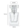 Botella de Perfume Cuadrada Transparente de Vidrio de 15ml, Botella Vacía, Botella Cuadrada Plana con Tapa de Presión, Botella Recargable, Botella con Atomizador, Botella de Vidrio