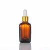 Frascos de Vidro para Perfume com Conta-gotas de Borracha no Atacado, Frascos de Vidro Escuros para Cosméticos, Frascos Vazios Selados para Amostras, Frascos Quadrados para Óleos Essenciais