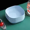 Bandeja Plástica Cuadrada Profunda para Uso Doméstico con Base, Hecha de Paja de Trigo, Adecuada para Fruta y Desechos de Mesa, Disponible en Stock