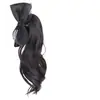 Peruca de Rabo de Cavalo Alto com Laço de Bolinhas e Presilha, Cabelo Longo Cacheado Ondulado Grande, Acessório de Cabelo Realista de Trança Longa, Rabo de Cavalo Trançado Falso