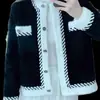 Cardigan de Punto de Visón Nuevo Primavera y Otoño Top Holgado Prendas Exteriores Chaqueta Estilo Pequeño Aroma Nuevo Otoño e Invierno Mujer