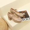 3359-12 Zapatos de Verano para Mujer de Nuevo Estilo Francés con Tira Única y Tacones Gruesos