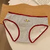 Ropa Interior Femenina de Algodón Peinado Acanalado 100% Algodón, Paquete de 50, Estilo Americano Vintage a Rayas, Calzón Deportivo de Algodón 100% con Entrepierna Extendida