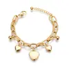 Pulsera de acero de titanio chapada en oro, moda simple estilo coreano, colgante de amor personalizado, pulsera multicapa, venta al por mayor de fábrica