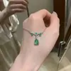 Concha Plateada Plata S925 Nuevo Estilo Chinoiserie Lujo Accesible Elegante Gama Alta Calcedonia Verde Collar de Calabaza Estilo Antiguo para Mujer Cadena Versátil para Clavícula