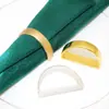 Nova fivela de guardanapo semicírculo com letra D dourado fosco para hotel anel de guardanapo de metal simples anel de guardanapo criativo atacado de fábrica