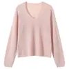Suéter Fino de Punto con Cuello en V para Mujer 2026 Primavera/Verano Nuevo Estilo Holgado Estilo Perezoso Manga Larga Protección Solar Cubierta Camisa Base para Viaje