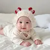Gorro de Bebé Primavera y Otoño Coreano Encaje Lazo Gorro de Corte Infantil y Niño Pequeño Exterior Protección Orejas Viento Cálido